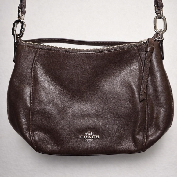 Coach Handbags - Coach Dark Brown Leather Shoulder Hobo